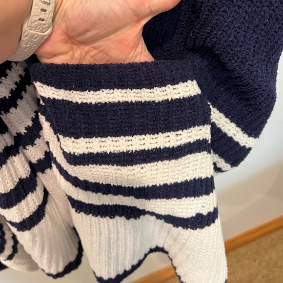 Aerie Navy White Striped Women's Layer Open Front Cardigan Kimono Sweater Size M - Picture 3 of 10